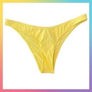 ZARA Bright Neon Yellow High Waist Ribbed Bikini Bottoms